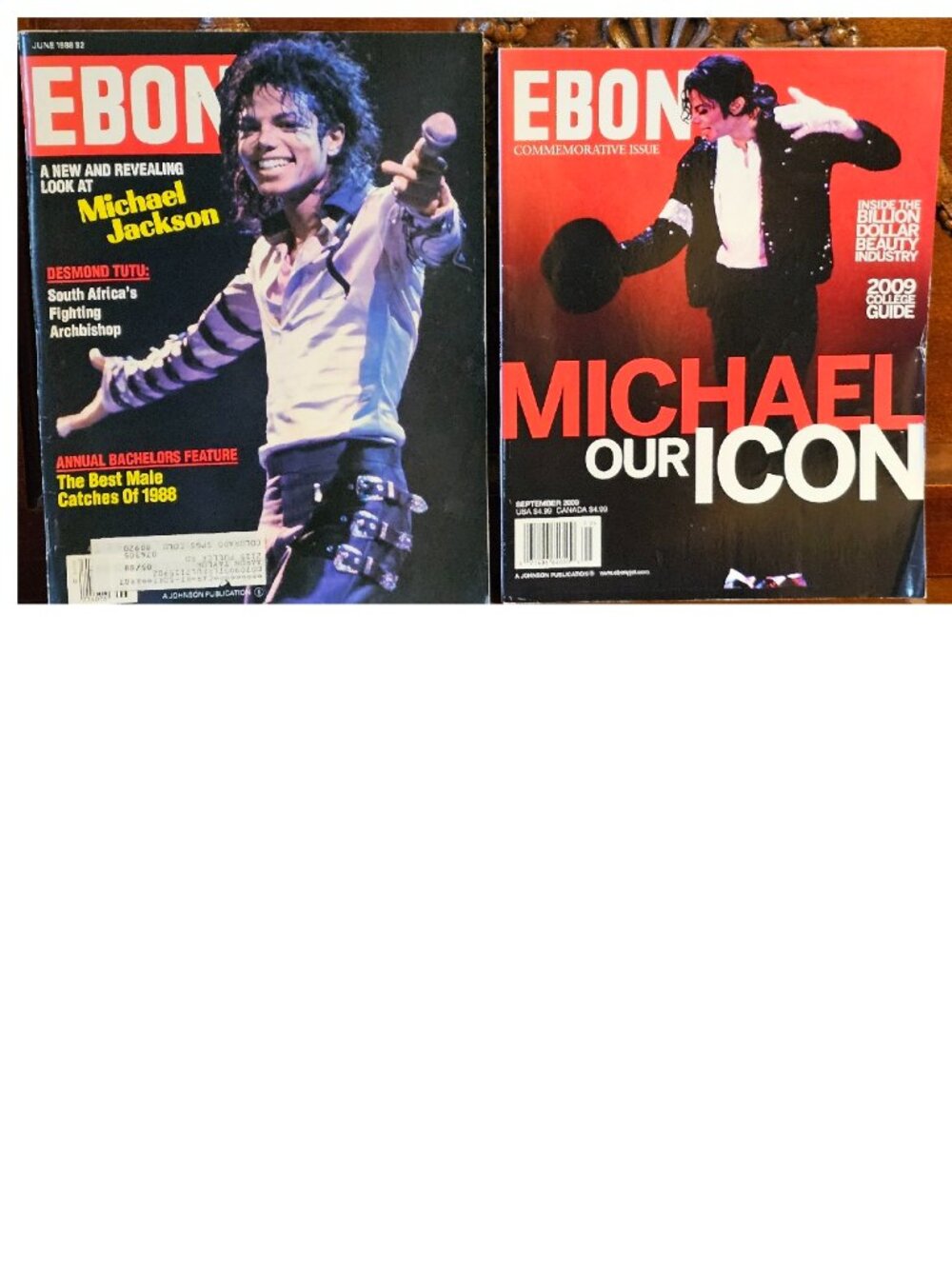Michael Jackson 1988 and 2009 Ebony Magazines (2
